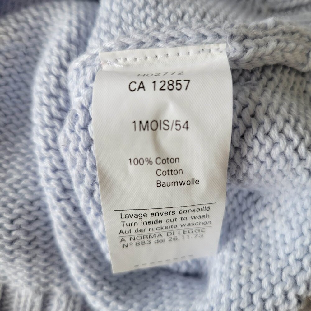 **SOLD** Petite Ourse Baby Boy 0-3 M Cotton Blue Pullover Sweater & Pants 2Pc - Picture 5 of 9